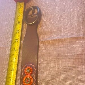 Genuine leather beaded belt